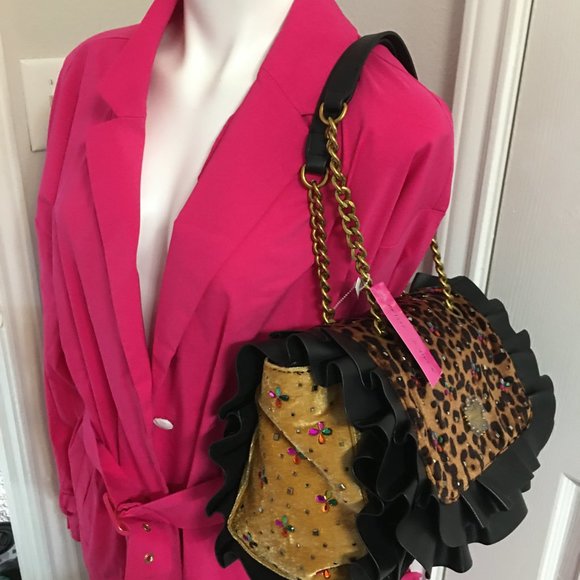 Betsey Johnson Leopard Large Handbag - So rich in Color New - Picture 4 of 6